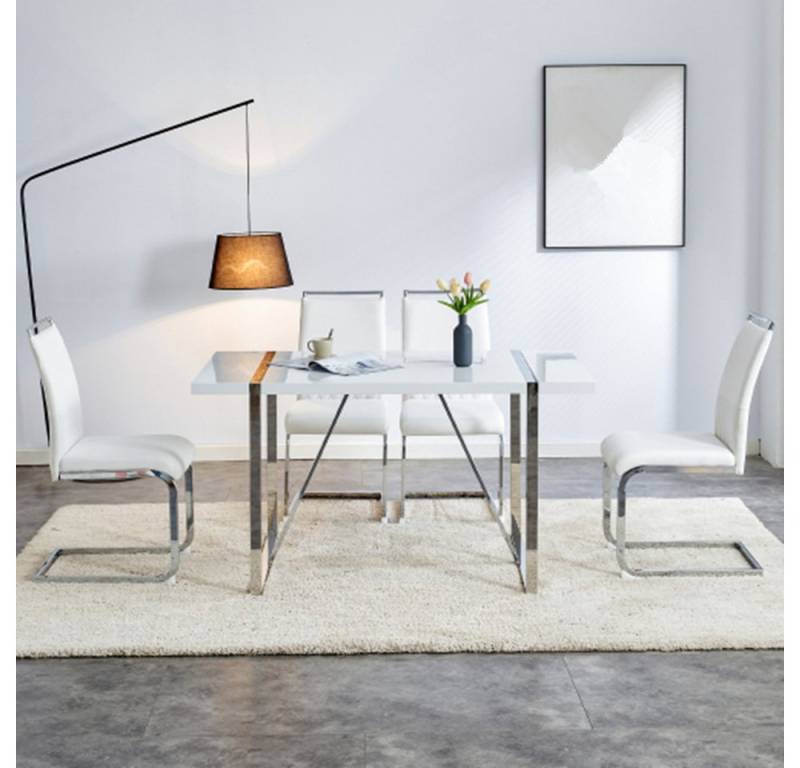 XDeer Esszimmerstuhl Moderne Esszimmerstühle 2er Set, Rückenlehne, Hoher Rücken, Gepolstert Side Chair für Esszimmer, Küche, Gast Bürostuhl, Weiß von XDeer