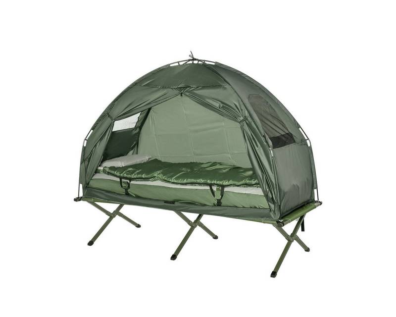 XDeer Feldbett 4 in 1 Erhöhtes Campingbett mit Feldbett Schlafsack und Matratze Angelzelt Campingzelt Feldbett für Outdoor Abenteuer von XDeer