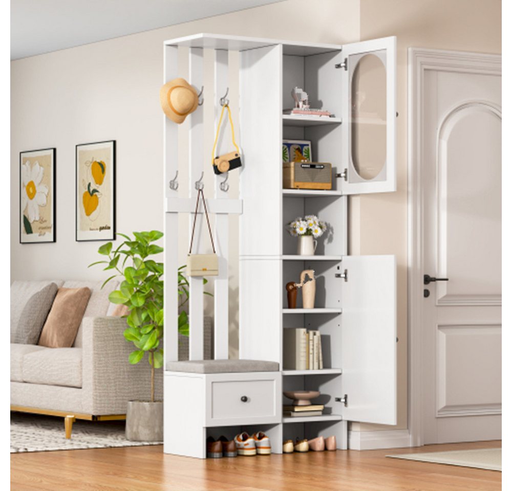 XDeer Garderobenschrank Garderoben-Set Kompaktgarderoben,Möbel Mit 2 Schränken, Eingangsschrank,Schuhbank und Polster 85*33.5*200cm XDeer Garderobenschrank Garderoben-Set Kompaktgarderoben,Möbel Mit 2 Schränken, Eingangsschrank,Schuhbank und Polster 85*33.5*200cm von XDeer