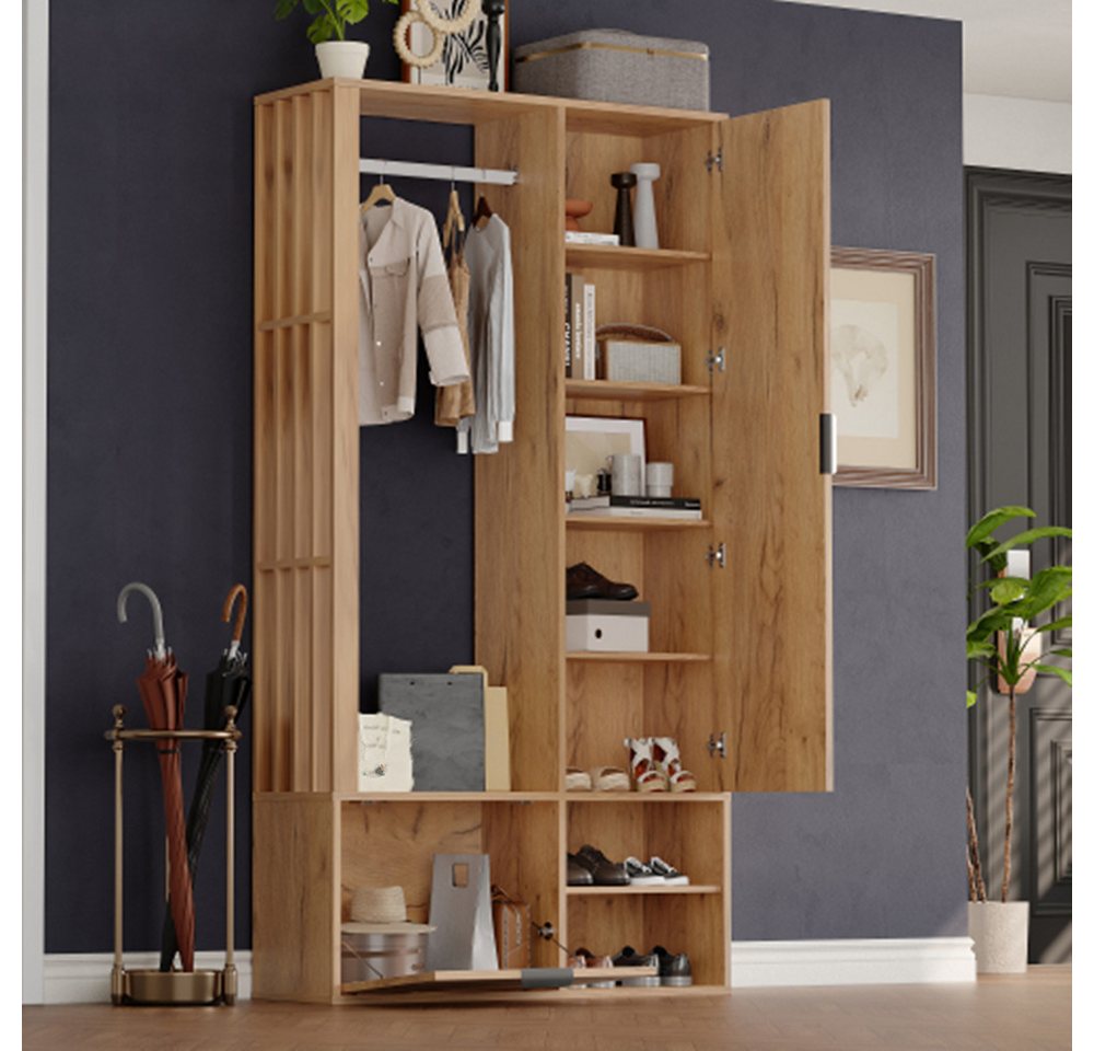 XDeer Garderobenschrank Garderobenschränke mit flur,6-in-1-Eingangsschrank, Flurschrank mit Wäscheständer,Garderobenschrank und Spiegel,Tür,100*33*190cm XDeer Garderobenschrank Garderobenschränke mit flur,6-in-1-Eingangsschrank, Flurschrank mit Wäscheständer,Garderobenschrank und Spiegel,Tür,100*33*190cm von XDeer