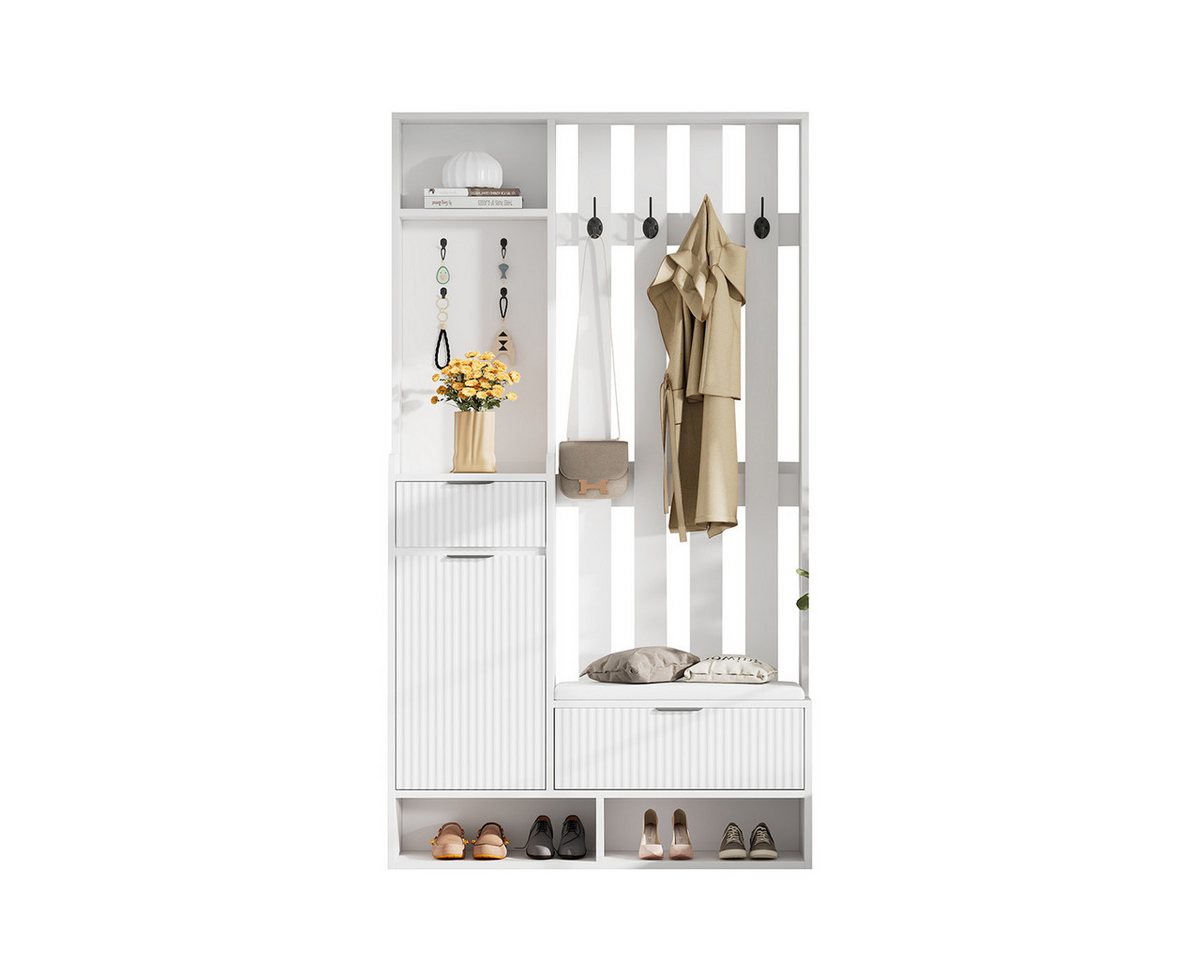 XDeer Garderobenschrank Garderobenset mit 8 Haken Schubladen und Schränken Flurgarderobe Flurmöbel Wandgarderoben-Set 100*30*180cm Weiß XDeer Garderobenschrank Garderobenset mit 8 Haken Schubladen und Schränken Flurgarderobe Flurmöbel Wandgarderoben-Set 100*30*180cm Weiß von XDeer