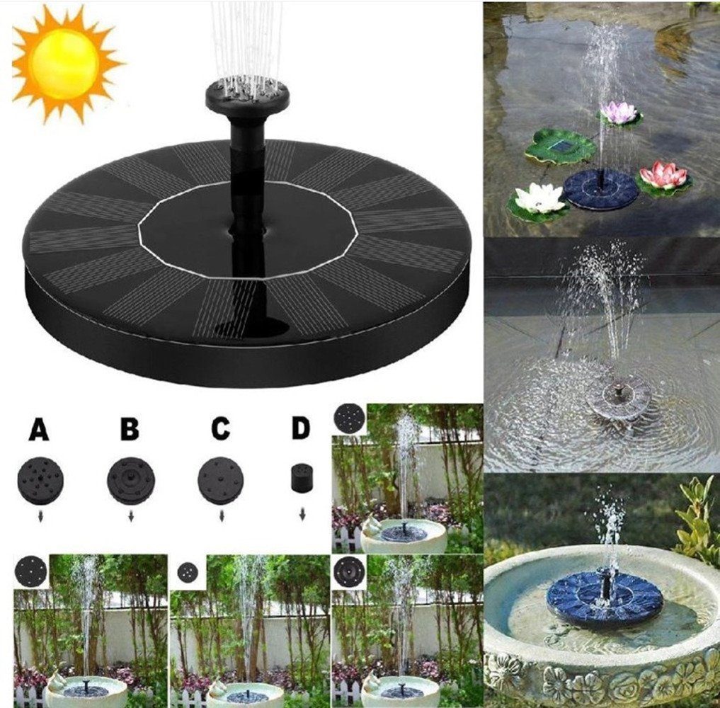 XDeer Gartenbrunnen Solar Springbrunnen, Mini-Solarbrunnen,Solar Teichpumpe Outdoor, 16,00 cm Breite, Wasserpumpe Solar Schwimmender Fontäne Pumpe mit Fontänenstile Garten von XDeer