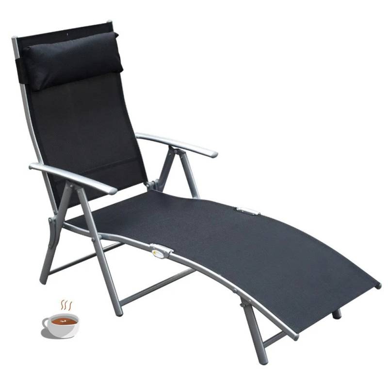 XDeer Gartenliege Sonnenliege klappbar Strandliege mit Kissen,mit verstellbare, Rückenlehne, Relaxliege Gartenstuhl von XDeer