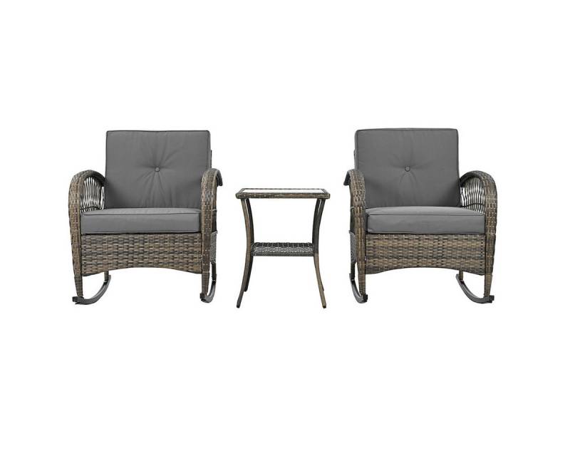 XDeer Gartenlounge-Set 3-tlg Balkonmöbel-Set mit Grauen Kissen Gartenlounge-Set, Gartenmöbel-Set Tragkraft 160 kg für Terrasse Garten Grau von XDeer
