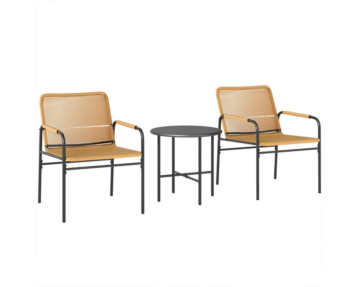 XDeer Gartenlounge-Set 3tlg Gartenlounge-Set mit 2 Gartensesseln und 1 Couchtisch, Rattan Gartenmöbel Set Balkonmöbel-Set für Garten Gelb von XDeer