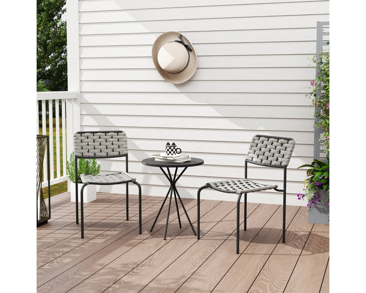 XDeer Gartenlounge-Set 3tlg Gartenlounge-Set mit 2 Stapelbare Stühle und 1 Tisch, Gartenmöbel Set Balkonmöbel-Set für Garten Terrasse Balkon Grau von XDeer