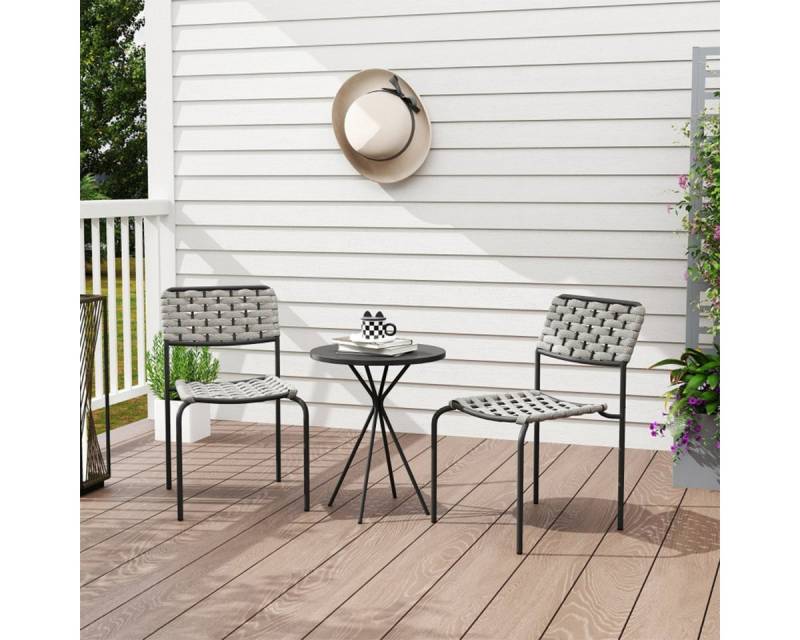 XDeer Gartenlounge-Set 3tlg Gartenlounge-Set mit 2 Stapelbare Stühle und 1 Tisch, Gartenmöbel Set Balkonmöbel-Set für Garten Terrasse Balkon Grau von XDeer