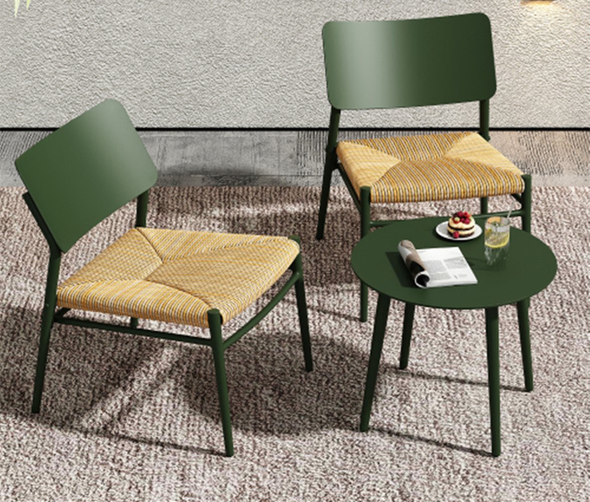 XDeer Gartenlounge-Set Gartenmöbel-Set 2-Sitzer, Ein Couchtisch und zwei Stühle, Kissen Rattan-Stroh,wasserdicht und korrosionsbeständig von XDeer