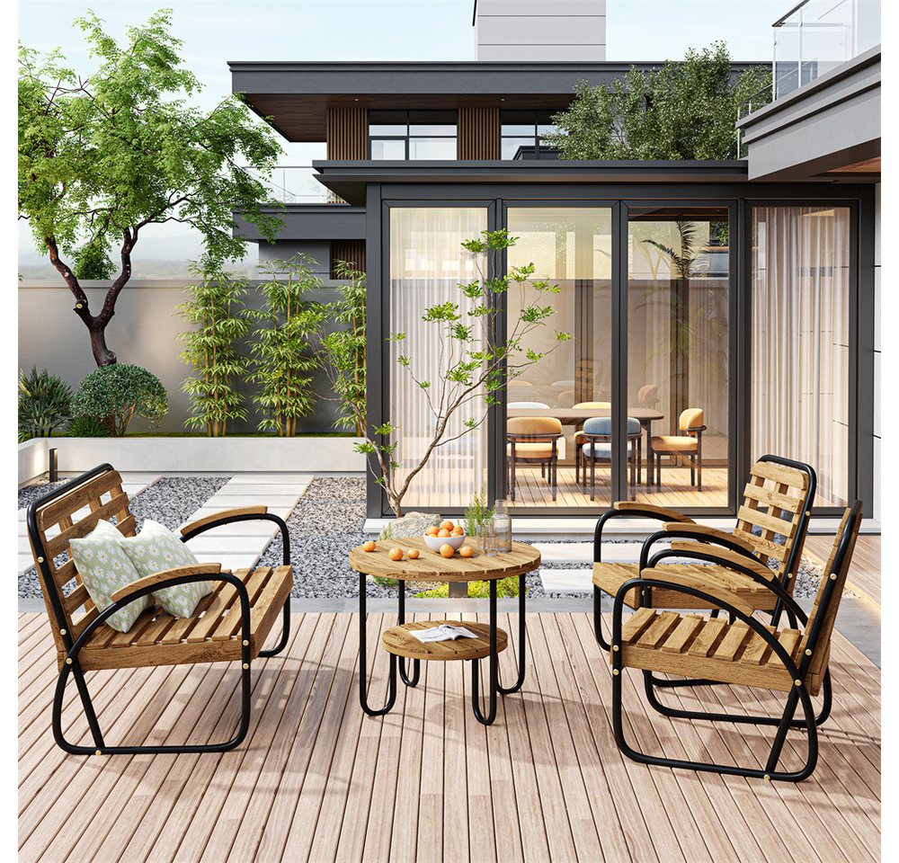XDeer Gartenlounge-Set Gartenmöbel-Set für 4 Personen,4-tlg. Sitzgruppe mit Sofa, 2 Stühle und 1 Tisch(Kissen nicht enthalten) von XDeer
