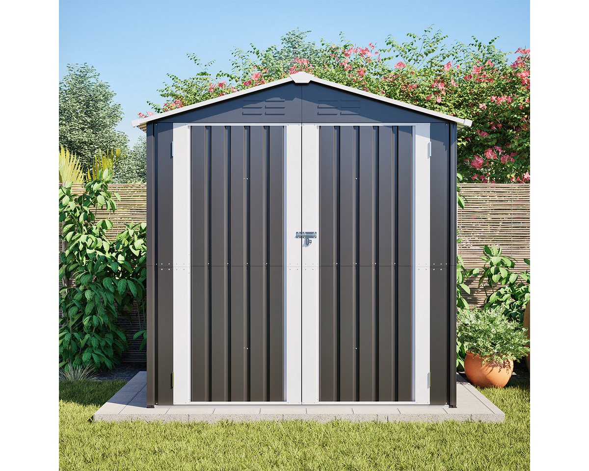 XDeer Gerätehaus Gerätehaus mit Bodenfundament & Schloss Verblassungsfrei, Wetterfest Geräteschuppen für Garten Terrasse 5x6ft Grau XDeer Gerätehaus Gerätehaus mit Bodenfundament & Schloss Verblassungsfrei, Wetterfest Geräteschuppen für Garten Terrasse 5x6ft Grau von XDeer