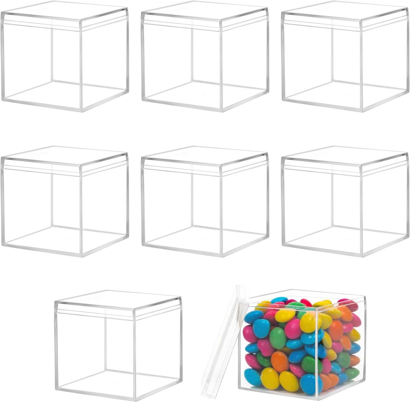 XDeer Geschenkbox Acryl Würfel Geschenkbox Durchsichtig Set [8/10er-Pack] - Acryl Box (8 St), mit Deckel zum Organisieren von Schmuck, Süßigkeiten, Partygeschenken von XDeer