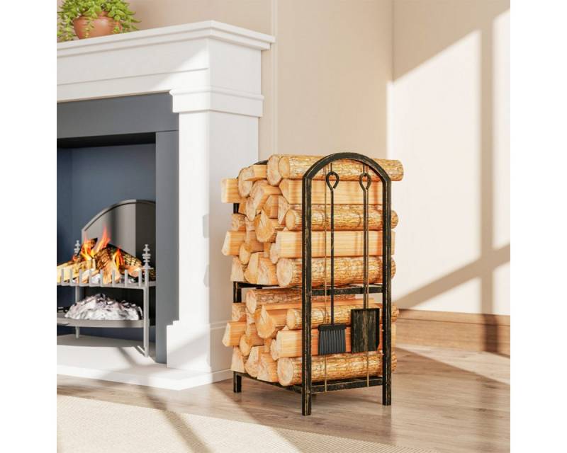 XDeer Kaminholzregal Kaminholzregal mit 4 Kaminwerkzeug, Haken und 2 Ebenen, Brennholzregal Feuerholzregal Schale für Brennholz XDeer Kaminholzregal Kaminholzregal mit 4 Kaminwerkzeug, Haken und 2 Ebenen, Brennholzregal Feuerholzregal Schale für Brennholz von XDeer