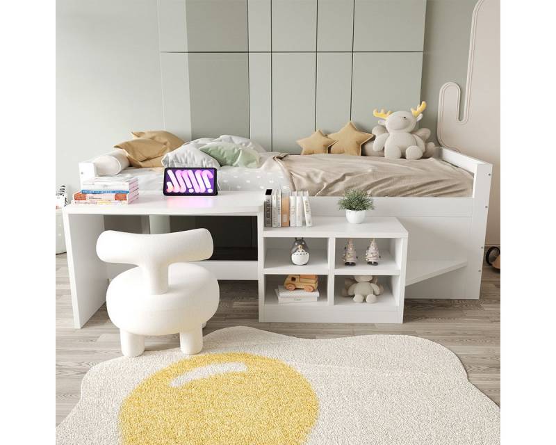 XDeer Kinderbett Halbhohes Bett mit Staufächern Schreibtisch und Steckdosen, Jugendbett Kinderbett 90×200cm Weiß XDeer Kinderbett Halbhohes Bett mit Staufächern Schreibtisch und Steckdosen, Jugendbett Kinderbett 90×200cm Weiß von XDeer