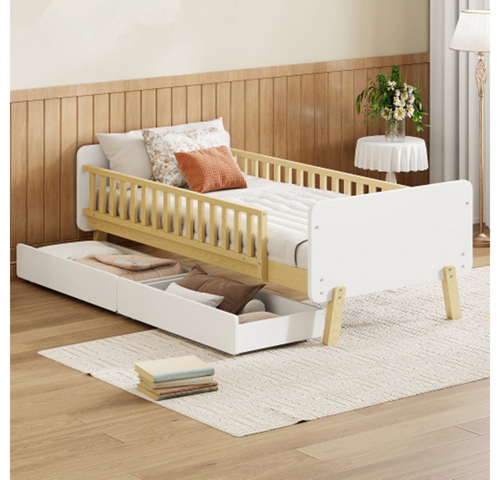 XDeer Kinderbett Kinderbett mit 2 Schubladen, Einzelbett aus Massivholz, mit Lattenrost, 90x190cm XDeer Kinderbett Kinderbett mit 2 Schubladen, Einzelbett aus Massivholz, mit Lattenrost, 90x190cm von XDeer