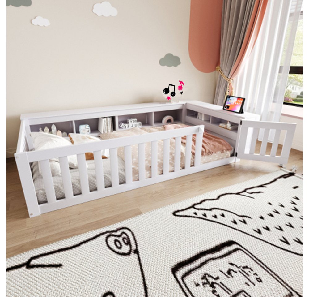 XDeer Kinderbett Kinderbett mit reichlich Staufächern und Stauraum, Türchen, Massivholzbett mit Lattenrost, Einzelbett,90 x 200 cm XDeer Kinderbett Kinderbett mit reichlich Staufächern und Stauraum, Türchen, Massivholzbett mit Lattenrost, Einzelbett,90 x 200 cm von XDeer