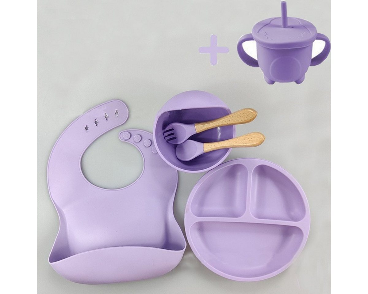 XDeer Kindergeschirr-Set Kindergeschirr-Set Baby Teller Silikon 5/6 Stücke, Baby Rutschfest Geschirr Sets für Babys, Kleinkinder von XDeer