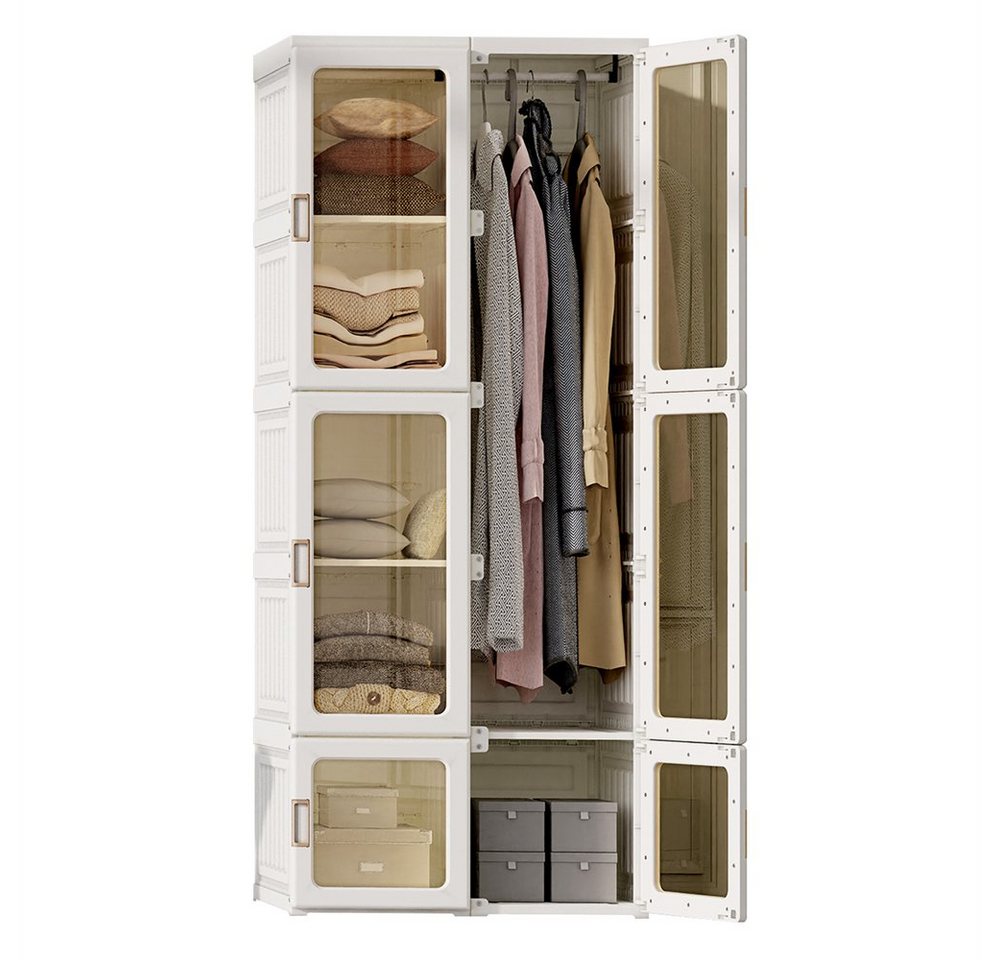 XDeer Kinderkleiderschrank Bedroom Armoire Organizer Kleiderschrank Storage PP-Material Tragbarer Storage Tansparenten Türen ABS Super-Tragfähigkeit von XDeer