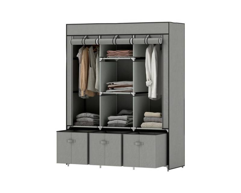 XDeer Kleiderschrank Portable Kleiderschrank mit Kleiderstange mit und Schubladen Stoffschrank Faltschrank für Schlafzimmer 125x43x162,5cm von XDeer