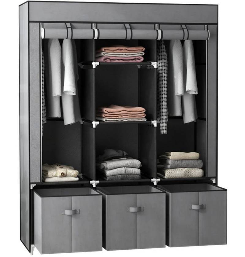 XDeer Kleiderschrank Stoffschrank Kleiderschrank Faltschrank,3 Schubladen Aufbewahrungslösung,125x43x162,5 cm von XDeer