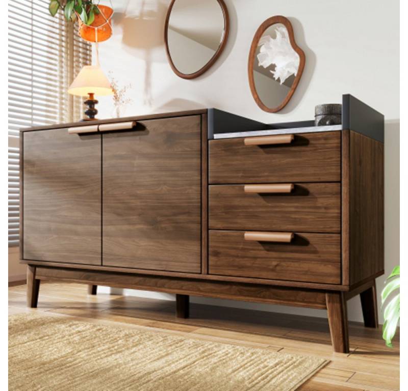 XDeer Kommode Kommode,Sideboard mit 3 Schubladen & Doppeltürschrank, (innen höhenverstellbar) - H77/B120/T40 cm von XDeer