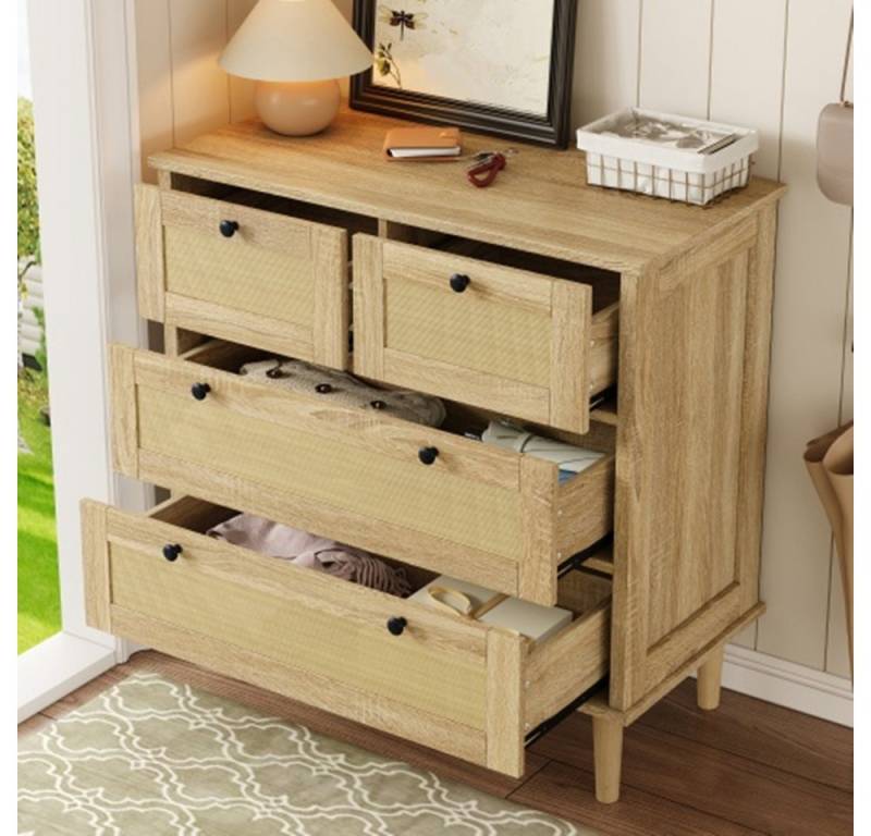 XDeer Kommode Kommode mit vier Schubladen, Sideboard, Aufbewahrungsschrank,Wohnzimmerunterschrank von XDeer