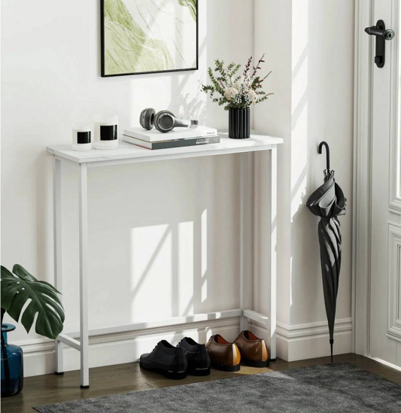 XDeer Konsolentisch Konsolentisch Flurtisch mit verstellbar Fußpads, Wohnzimmertisch 75 x 24 x 76 cm Weiß von XDeer