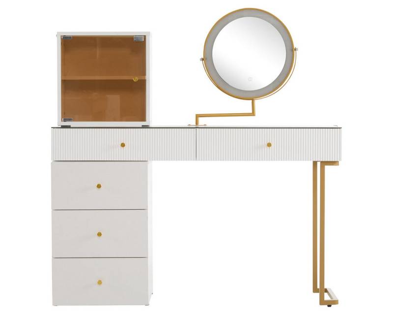 XDeer Konsolentisch Konsolentisch mit LED-beleuchtetem Spiegel Schminktisch, Kosmetiktisch Set 120 x 45 x 115 cm (ohne Hocker) von XDeer