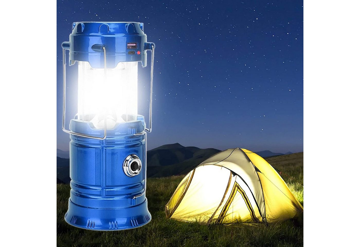 XDeer LED Laterne LED Camping Laterne,USB und Solar wiederaufladbare Lampe, 1200 mah Mutifunktionierte Campinglampe mit Powerbank von XDeer