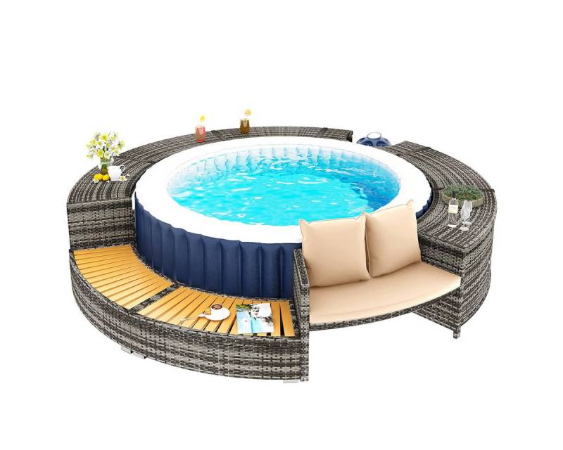 XDeer Loungeset Gartenlounge-Set Spa-Pool Gartenmöbel-Set Poolumrandung, mit Stauraum Lounge-Set für Whirlpool und Pool von XDeer