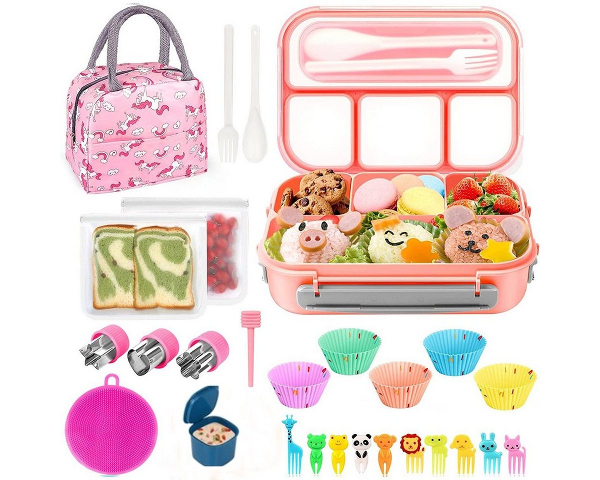 XDeer Lunchbox 20/27 Stück Lunchbox Kinder Brotdose Bento Box 1300ML , (27-tlg), Lunchboxen mit 4 Fächern spülmaschinenfest von XDeer