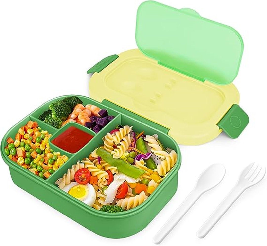 XDeer Lunchbox Brotdose mit Fächern Lunchbox Erwachsene Kinder Schule, 1300ML Bento, Brotbox mit Besteck Brotzeitbox Auslaufsicher Jausenbox Mikrowelle von XDeer