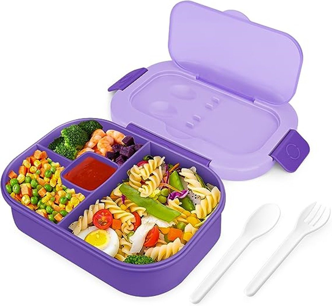 XDeer Lunchbox Brotdose mit Fächern Lunchbox Erwachsene Kinder Schule, 1300ML Bento, Brotbox mit Besteck Brotzeitbox Auslaufsicher Jausenbox Mikrowelle von XDeer