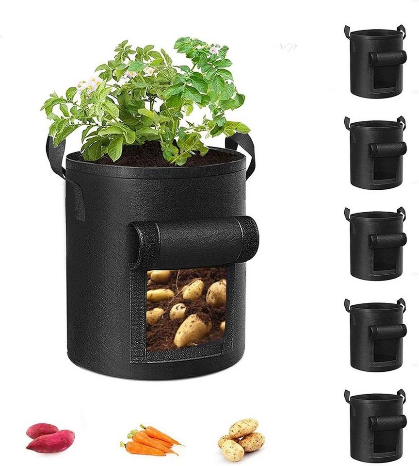 XDeer Pflanzkübel Pflanztasche,2/5x Kartoffel Pflanzsack,Grow Bag Pflanztopf, pflanzbeutel mit Stabilen Griffen und Visualized Flap,Atmungsaktiv von XDeer