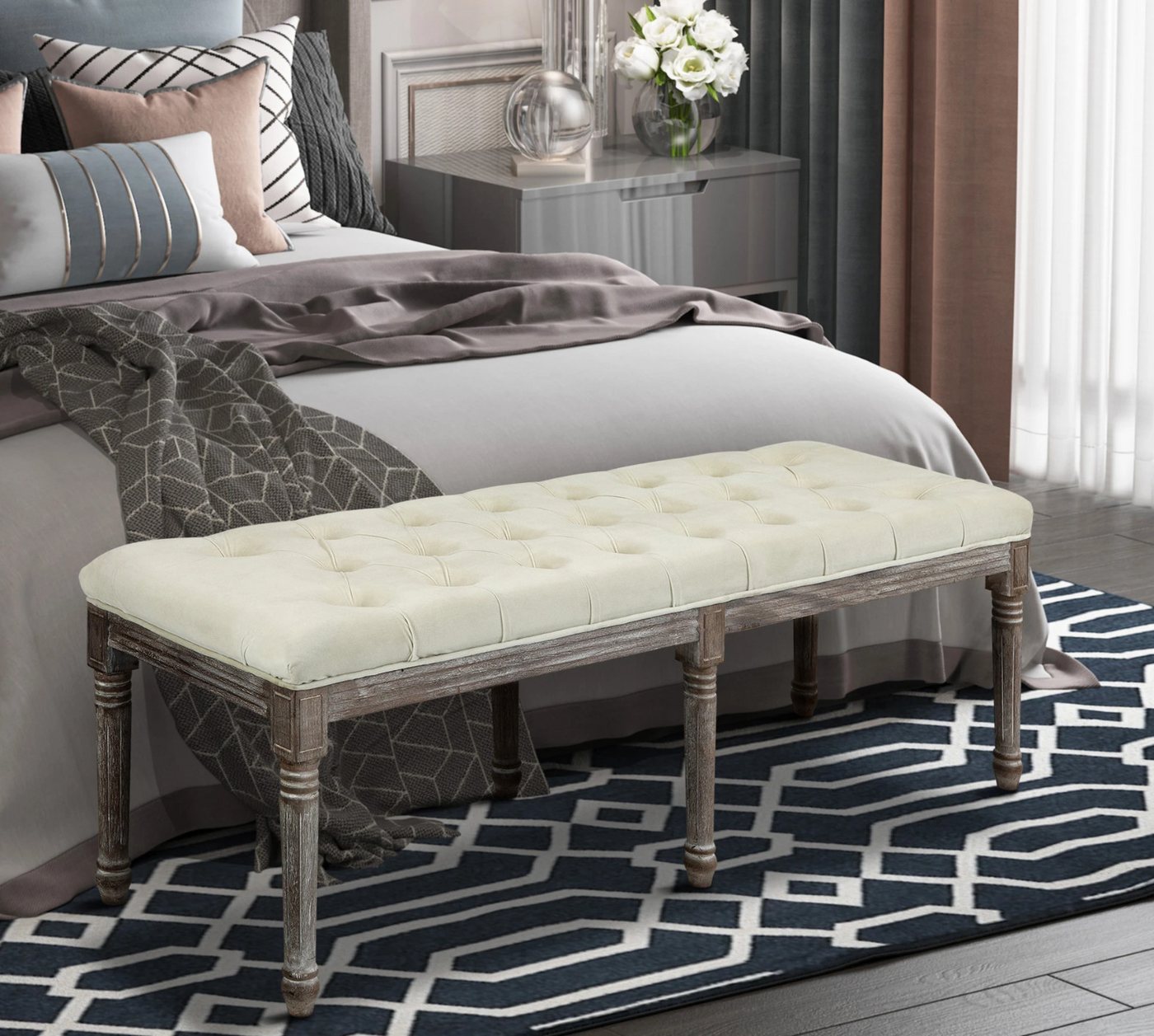 XDeer Polsterbank Polsterbank, Sitzbank Vintage Sitzhocker Bettbank, mit Knöpfen142 x 47 x 51 cm XDeer Polsterbank Polsterbank, Sitzbank Vintage Sitzhocker Bettbank, mit Knöpfen142 x 47 x 51 cm von XDeer