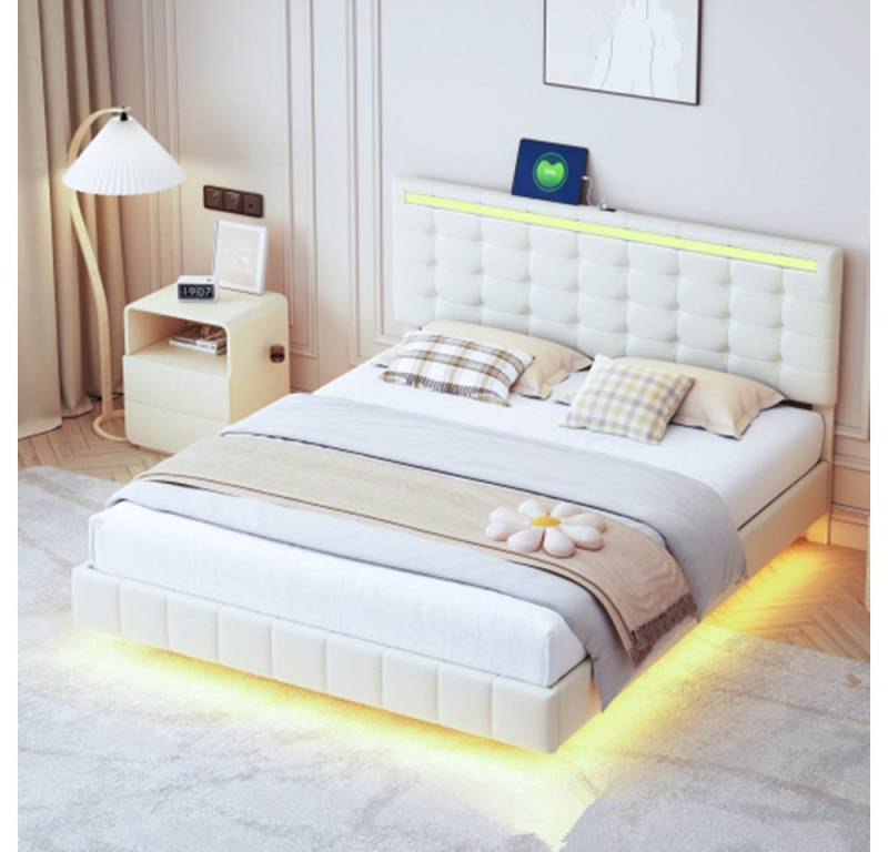 XDeer Polsterbett Polsterbett,gepolsterter Schwebebettrahmen mit LED-Leuchten und, Kopfteildesign, flächiges Doppelbett-Gästebett 160 x 200 cm XDeer Polsterbett Polsterbett,gepolsterter Schwebebettrahmen mit LED-Leuchten und, Kopfteildesign, flächiges Doppelbett-Gästebett 160 x 200 cm von XDeer