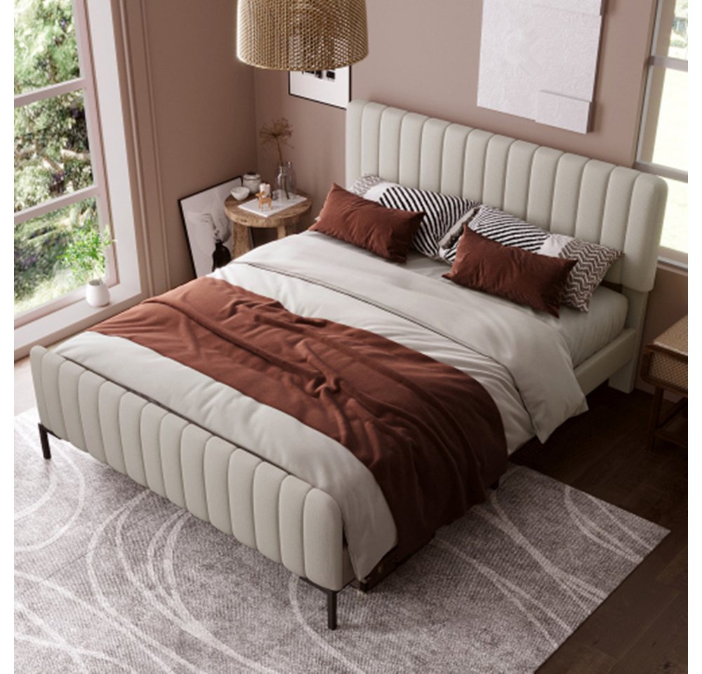 XDeer Polsterbett Polsterbett Doppelbett 160 x 200 cm, Bettgestell mit Lattenrost, Gepolstertes,Bettrahmen Jugendbett für Schlafzimmer von XDeer