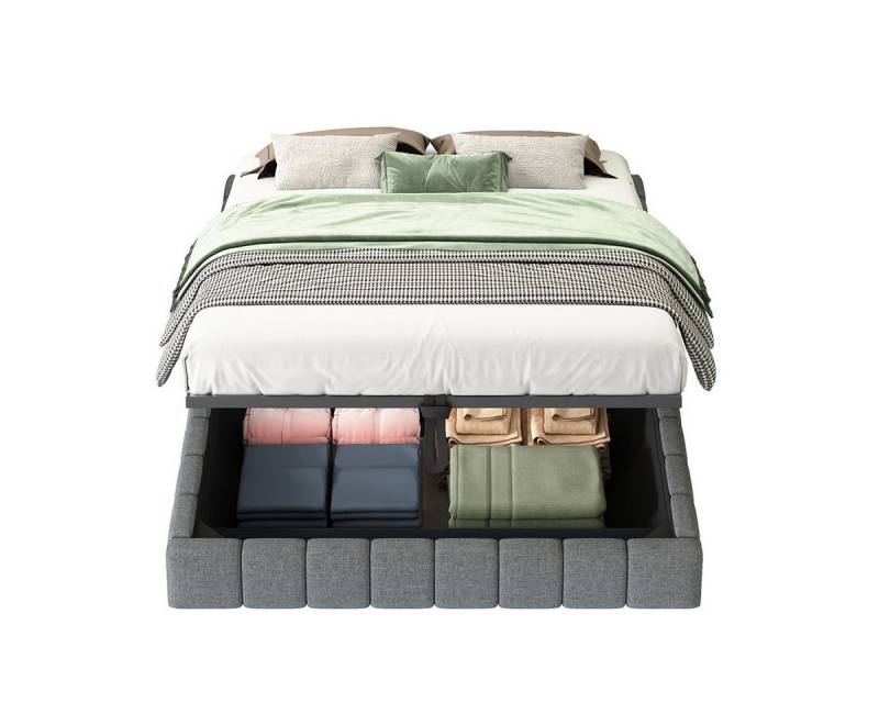 XDeer Polsterbett Polsterbett mit LED-Licht und Stauraum Multifunktionales, Doppelbett Erwachsenenbett 140x200cm Grau von XDeer