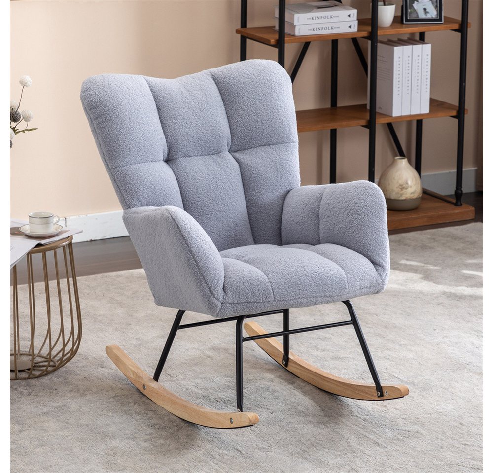 XDeer Schaukelstuhl Mid Century Modern Teddy Fabric Tufted Upholstered Rocking, Chair Padded Seat For Living Room Bedroom, Light Grey XDeer Schaukelstuhl Mid Century Modern Teddy Fabric Tufted Upholstered Rocking, Chair Padded Seat For Living Room Bedroom, Light Grey von XDeer