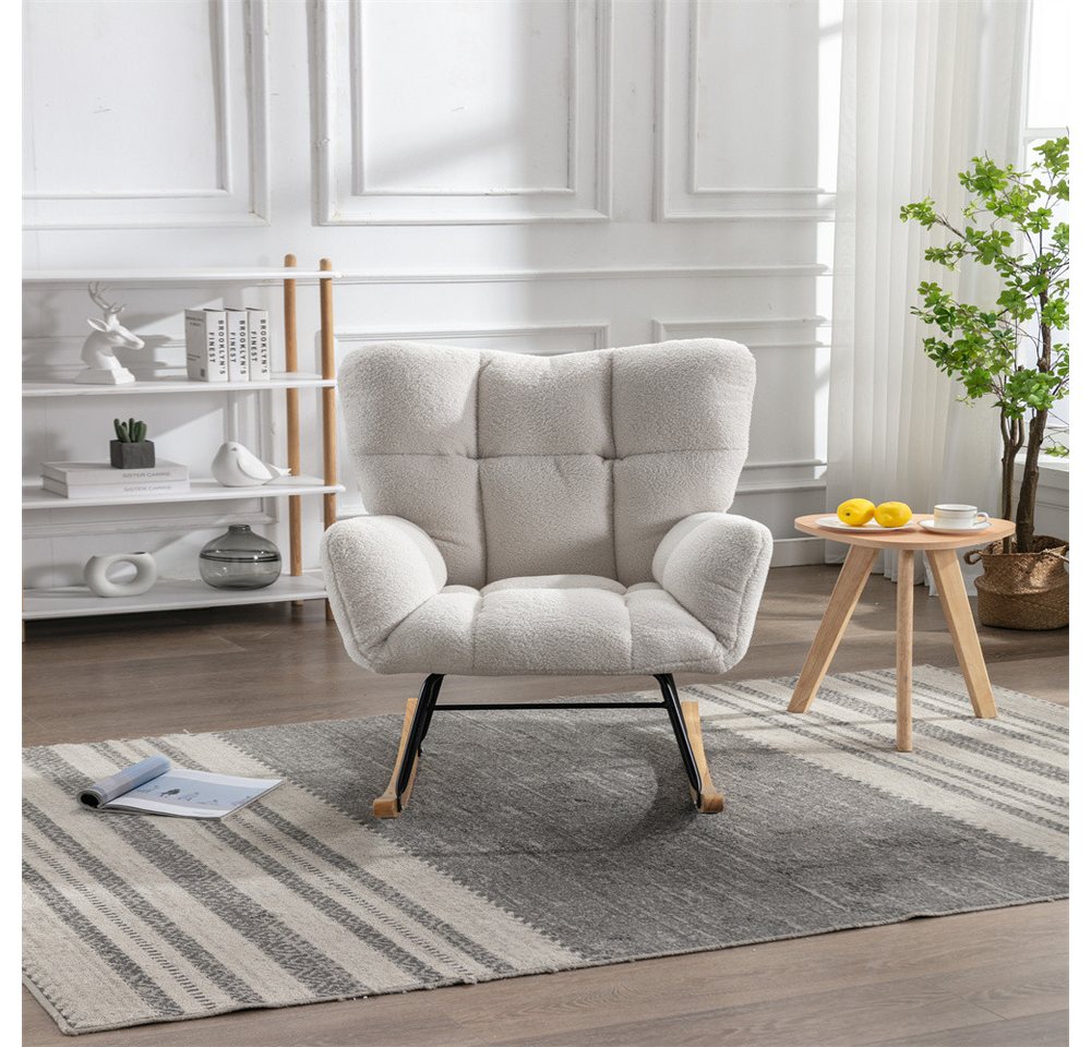 XDeer Schaukelstuhl Mid Century Modern Teddy Fabric Tufted Upholstered Rocking, Chair Padded Seat For Living Room Bedroom, White XDeer Schaukelstuhl Mid Century Modern Teddy Fabric Tufted Upholstered Rocking, Chair Padded Seat For Living Room Bedroom, White von XDeer