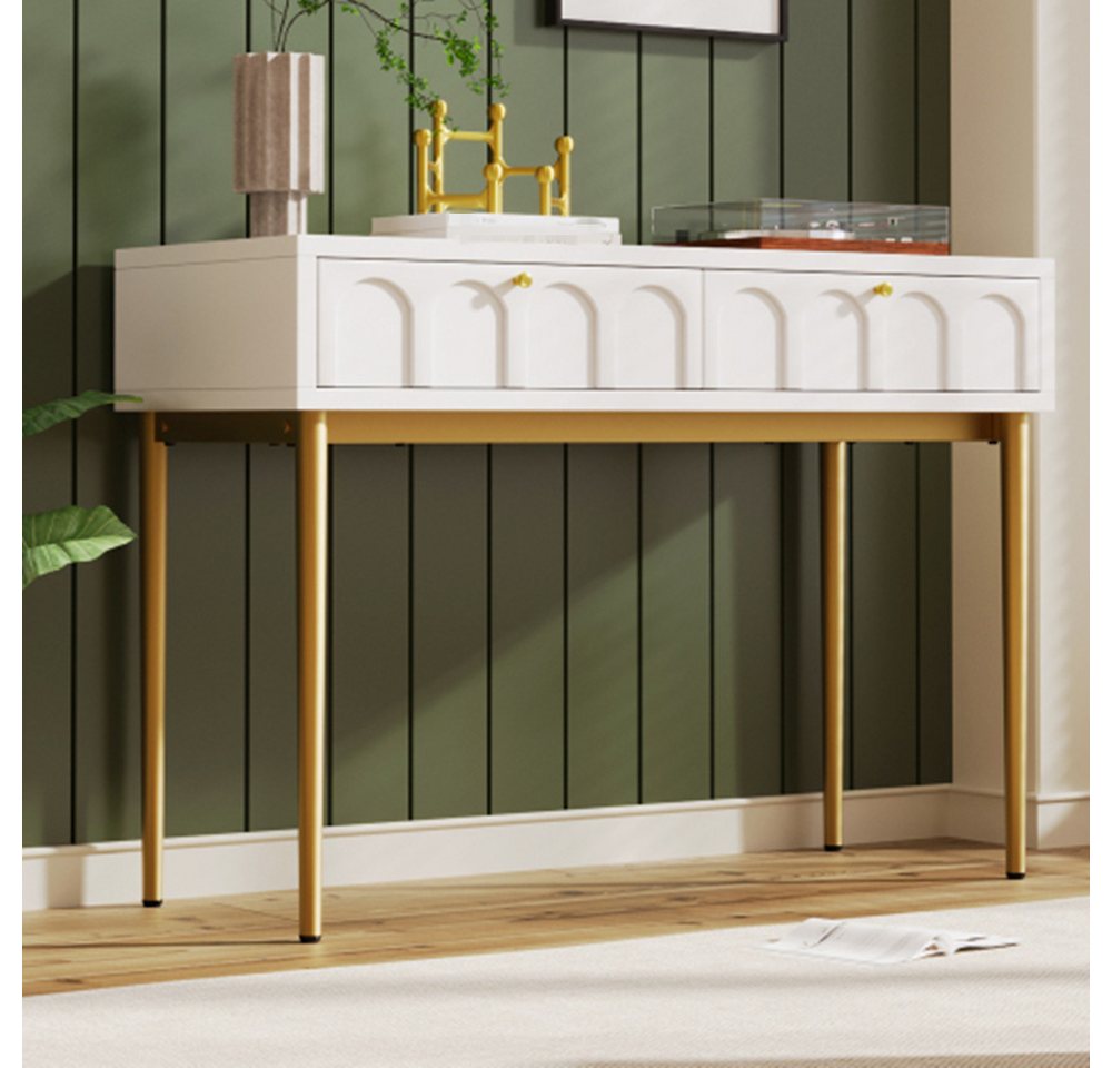 XDeer Schminktisch Schminktisch mit 2 Schubladen,Kommode Schlafzimmer Highboard, Weiss Sideboard Schubladenkommode Kommode für Schlafzimmer von XDeer