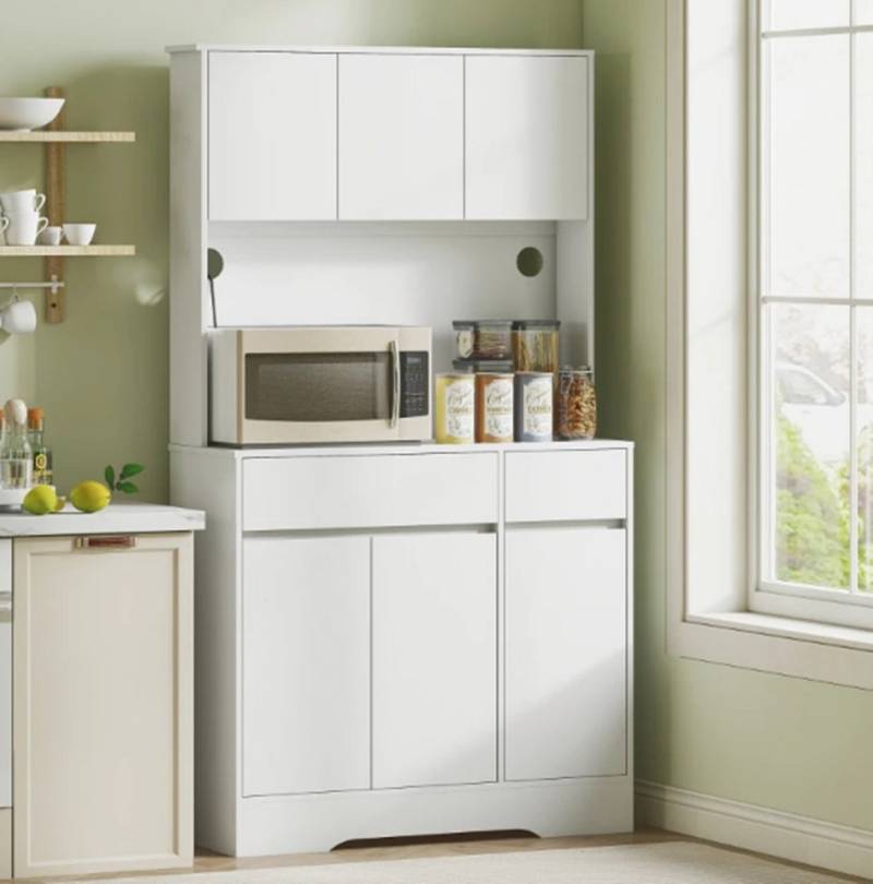 XDeer Schrank-Set Küchenschrank mit offener Arbeitsfläche, 6 Schranktüren, 2 Schubladen, verstellbare Regale, Kabellöcher XDeer Schrank-Set Küchenschrank mit offener Arbeitsfläche, 6 Schranktüren, 2 Schubladen, verstellbare Regale, Kabellöcher von XDeer