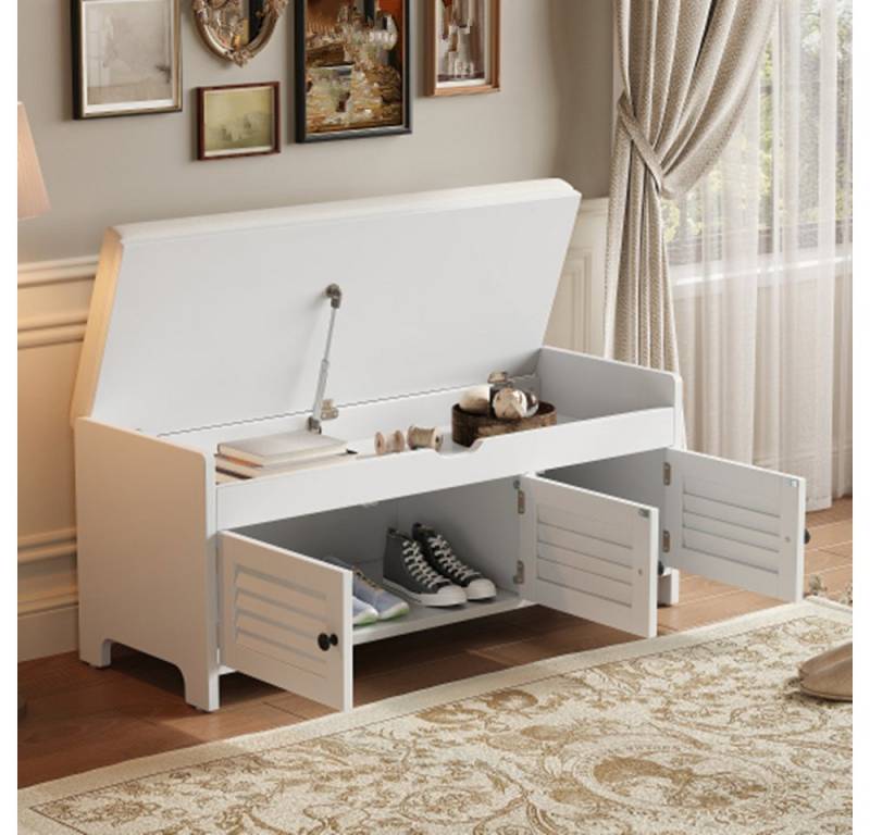 XDeer Schuhbank Moderne schuhbank mit sitzfläche, schuhregal mit sitzbank, sitzkommode mit drei oben verstecktem,Wohnzimmer von XDeer