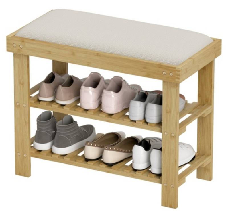 XDeer Schuhbank Schuhbank mit Sitzfläche,Sitzbank mit Stauraum, Schuhregal, Schuhregal mit 2 offene Fächer,für Flur, 60 x 29 x 49 cm von XDeer