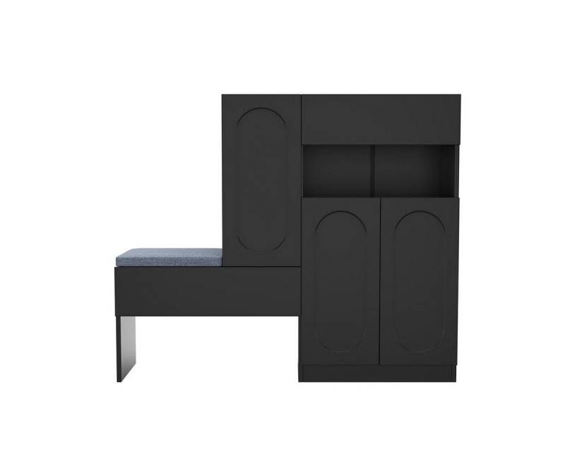 XDeer Schuhregal Schuhschrank mit gewölbten Türen Höhenverstellbaren Fächern, und Gepolsterter Sitzbank Schuhregal Schuhschränke 130×35×110cm von XDeer