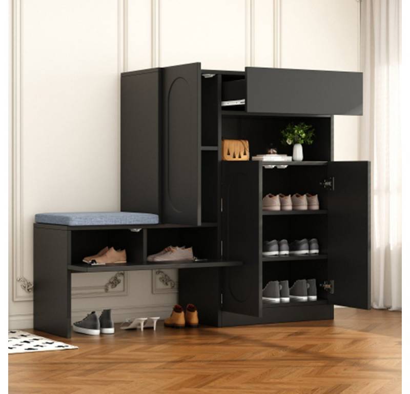 XDeer Schuhschrank 2-in-1 Schuhschrank,Klapptür mit Soft-Close-Funktion, höhenverstellbaren Fächern und gepolsterter Sitzbank,130×35×110cm von XDeer