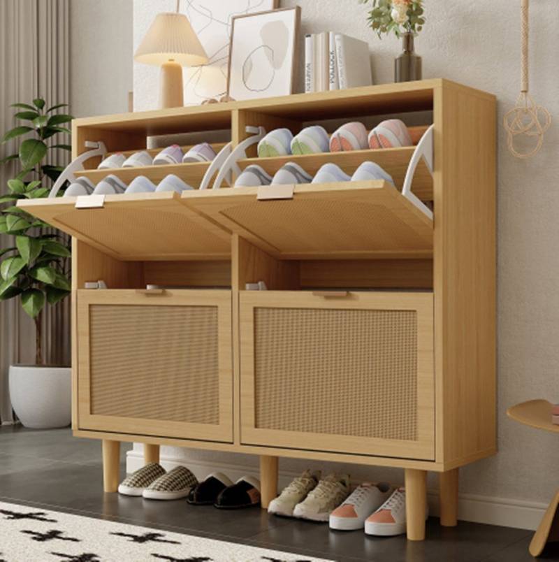 XDeer Schuhschrank Schuhschrank mit 4 Klappschubladen, Schuhkommode, Schuhregal, Schuhregal für Flur 100 x 25 x 90 cm von XDeer