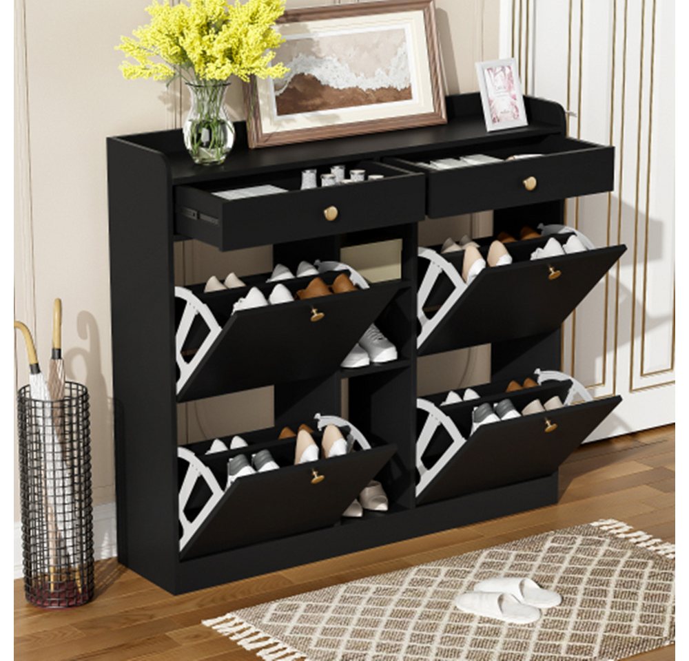 XDeer Schuhschrank Schuhschrank mit 4 Klapptüren, 2 Schubladen, 3 offenen Fächern für moderne Flure und Eingangsbereiche XDeer Schuhschrank Schuhschrank mit 4 Klapptüren, 2 Schubladen, 3 offenen Fächern für moderne Flure und Eingangsbereiche von XDeer