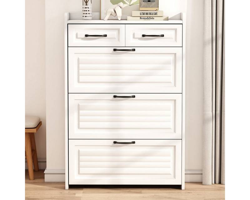 XDeer Schuhschrank Schuhschrank mit Drei Großen Klappen und Zwei Schubladen Schuhregal Schuhschränke B80/T23.5/H131 cm Weiß XDeer Schuhschrank Schuhschrank mit Drei Großen Klappen und Zwei Schubladen Schuhregal Schuhschränke B80/T23.5/H131 cm Weiß von XDeer