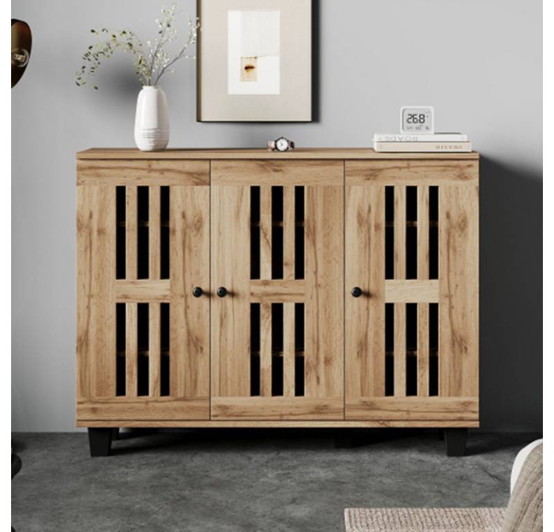 XDeer Sideboard Sideboard, Wohnzimmer-Beistelltisch, Kommode mit 3-türiger, breiter Schrank, 8 unterteilte Ablagefächer, für Wohnzimmer von XDeer