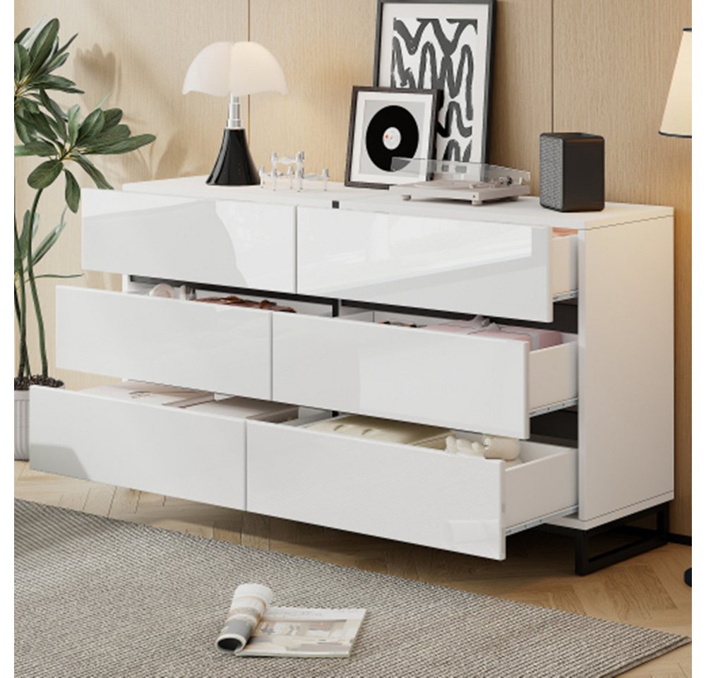 XDeer Sideboard Sideboard, Wohnzimmerschrank mit 6 Schubladen,Hochglanz-, Kommode,mit 3 Metallbeinen,Beistellschrank 140*39,5*78,5cm XDeer Sideboard Sideboard, Wohnzimmerschrank mit 6 Schubladen,Hochglanz-, Kommode,mit 3 Metallbeinen,Beistellschrank 140*39,5*78,5cm von XDeer